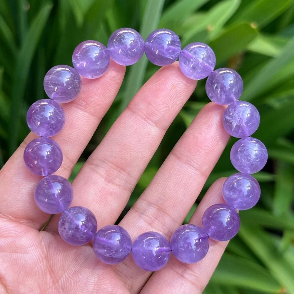 12.5mm stretchable purple‎ amethyst bracelet